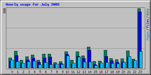 Hourly usage for July 2005