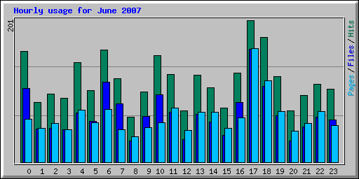 Hourly usage for June 2007