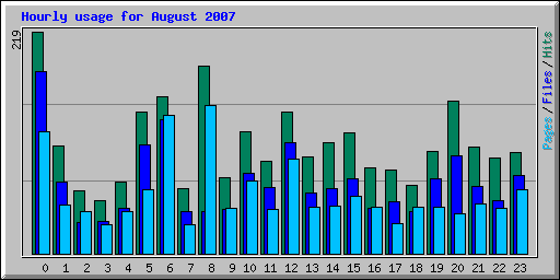 Hourly usage for August 2007