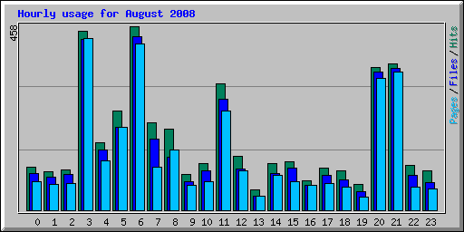 Hourly usage for August 2008