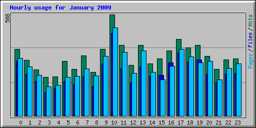 Hourly usage for January 2009