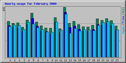 Hourly usage for February 2009